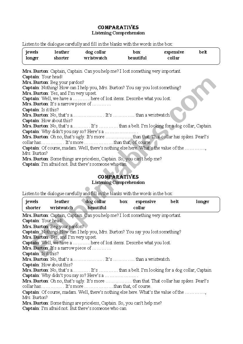 Comparatives of long/short adjectives