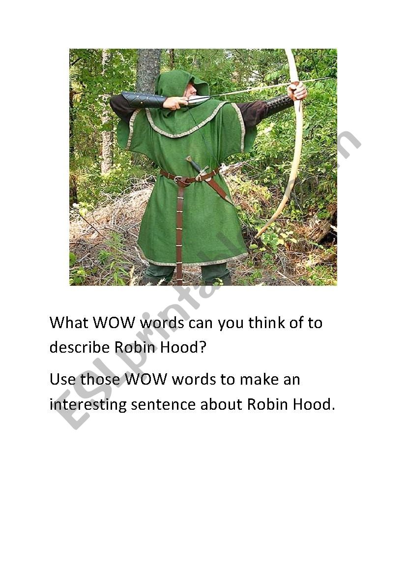 DESCRIBE ROBIN HOOD worksheet