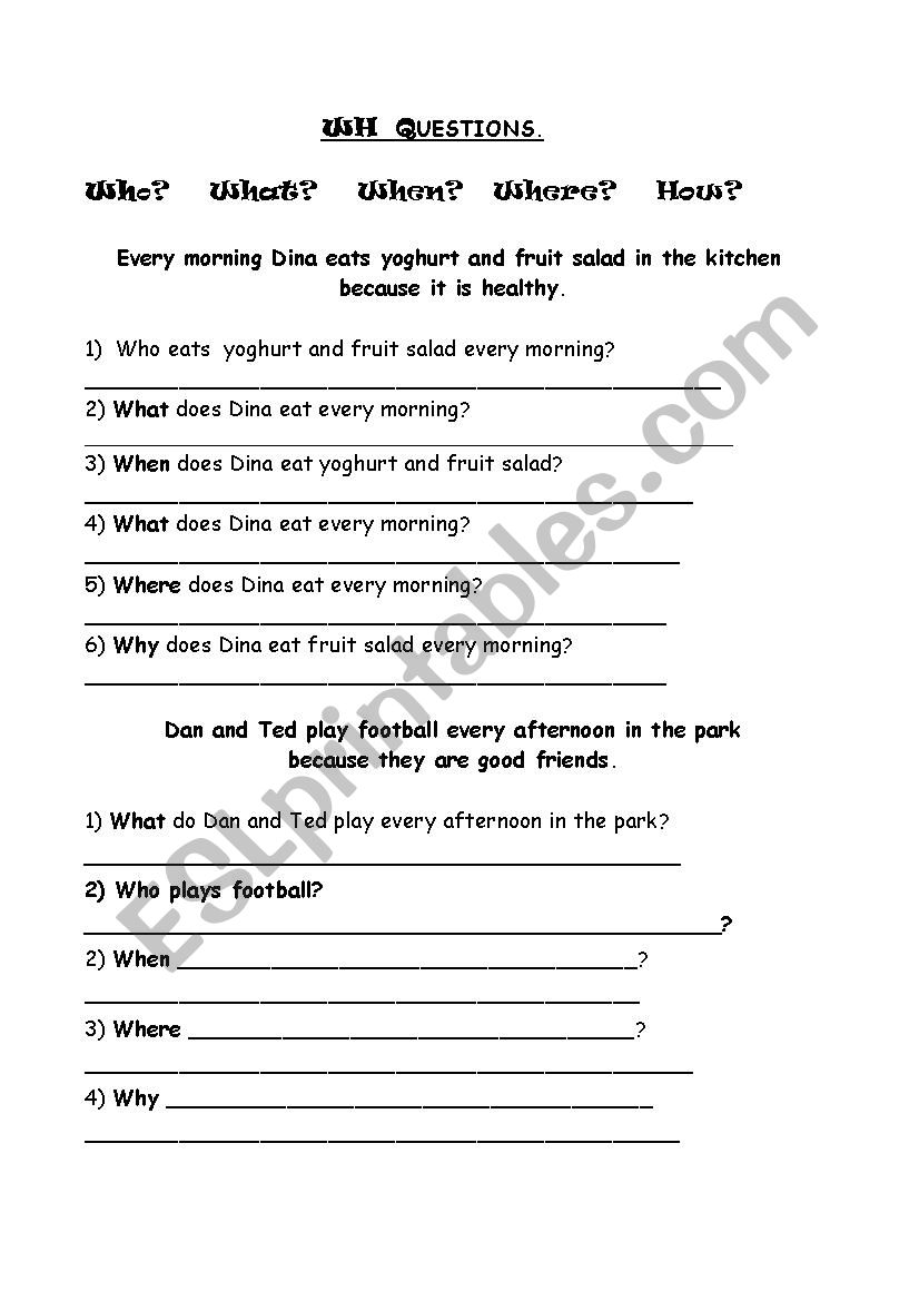 Wh. questions worksheet