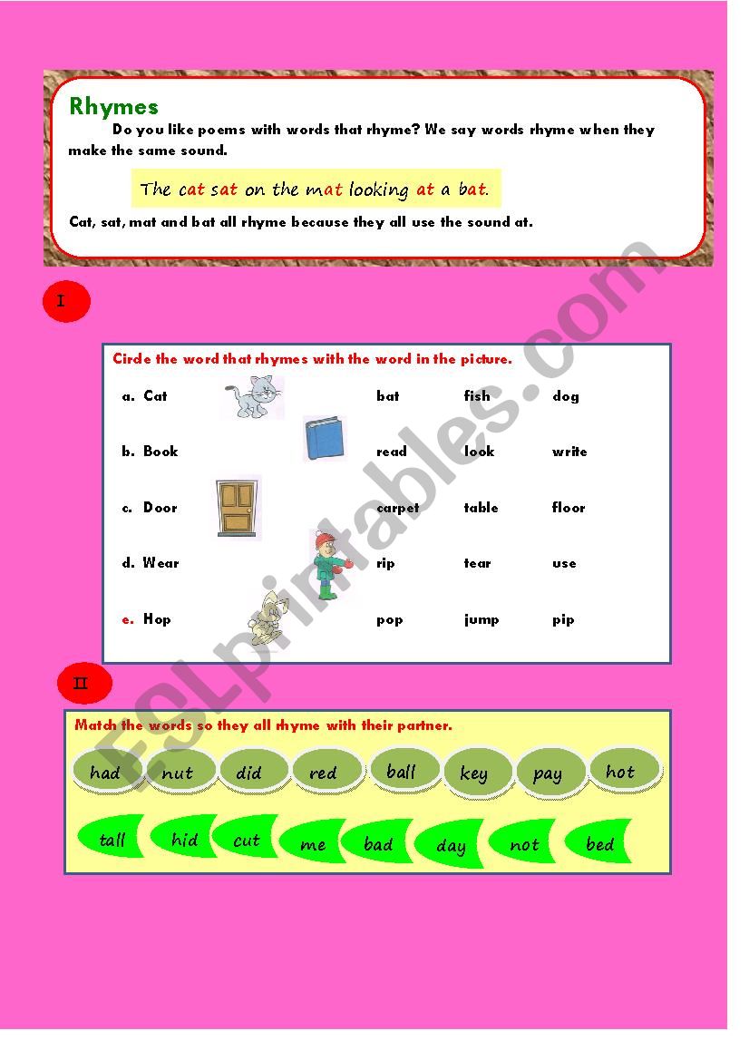 Rhyming words worksheet