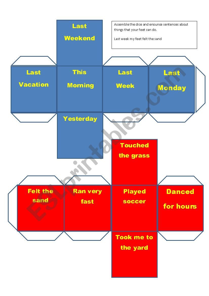 DICE: PASTE TENCE VERBS worksheet