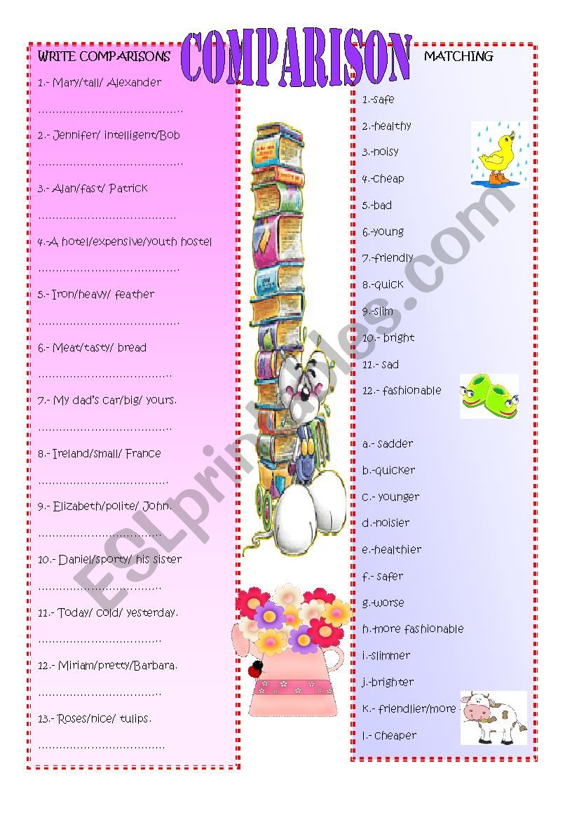 COMPARISON worksheet