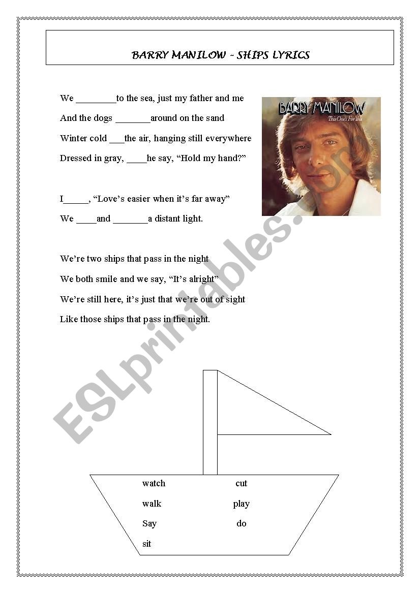 Barry Manilow worksheet