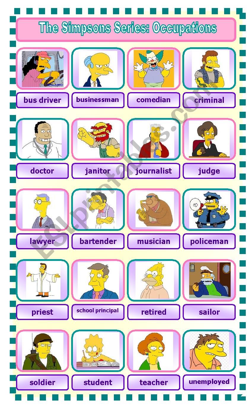 The Simpsons Series: Occupations Pictionary 1