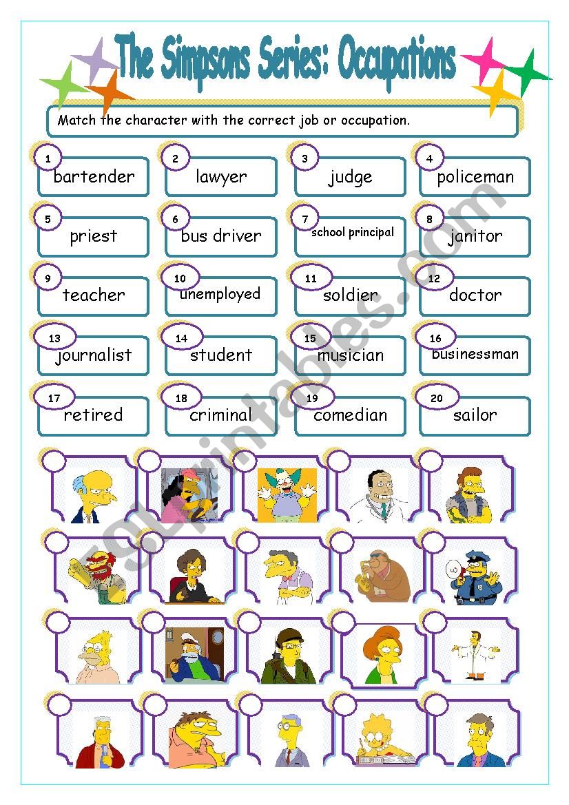 The Simpsons Series: Occupations Match 1