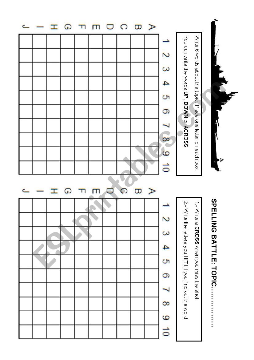 Spelling Battle worksheet