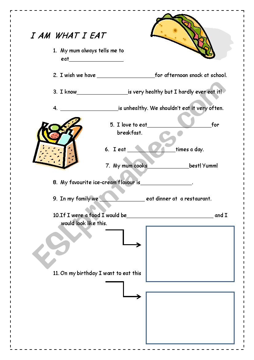 I am what I eat worksheet