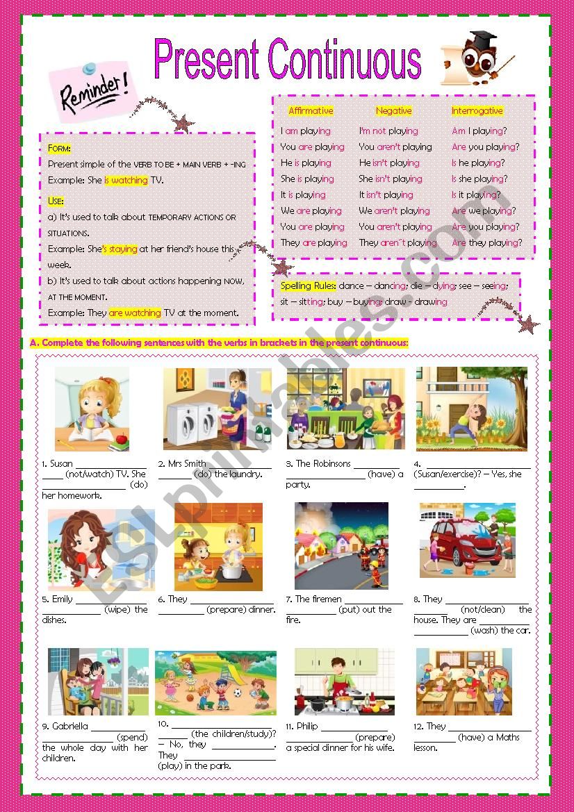 Present Continuous worksheet