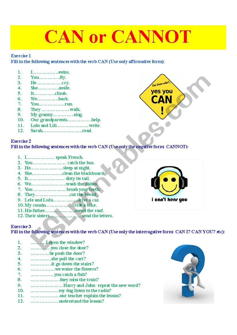 CAN or CANNOT? worksheet