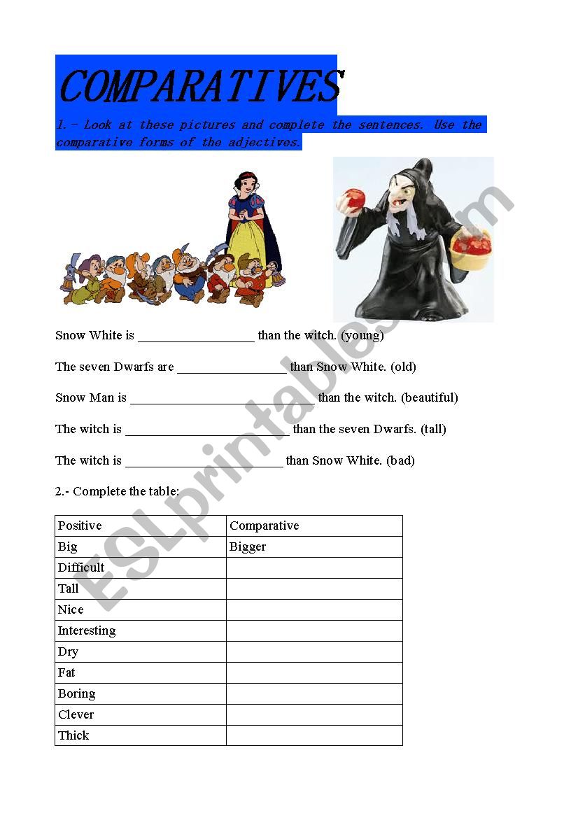 comparatives worksheet