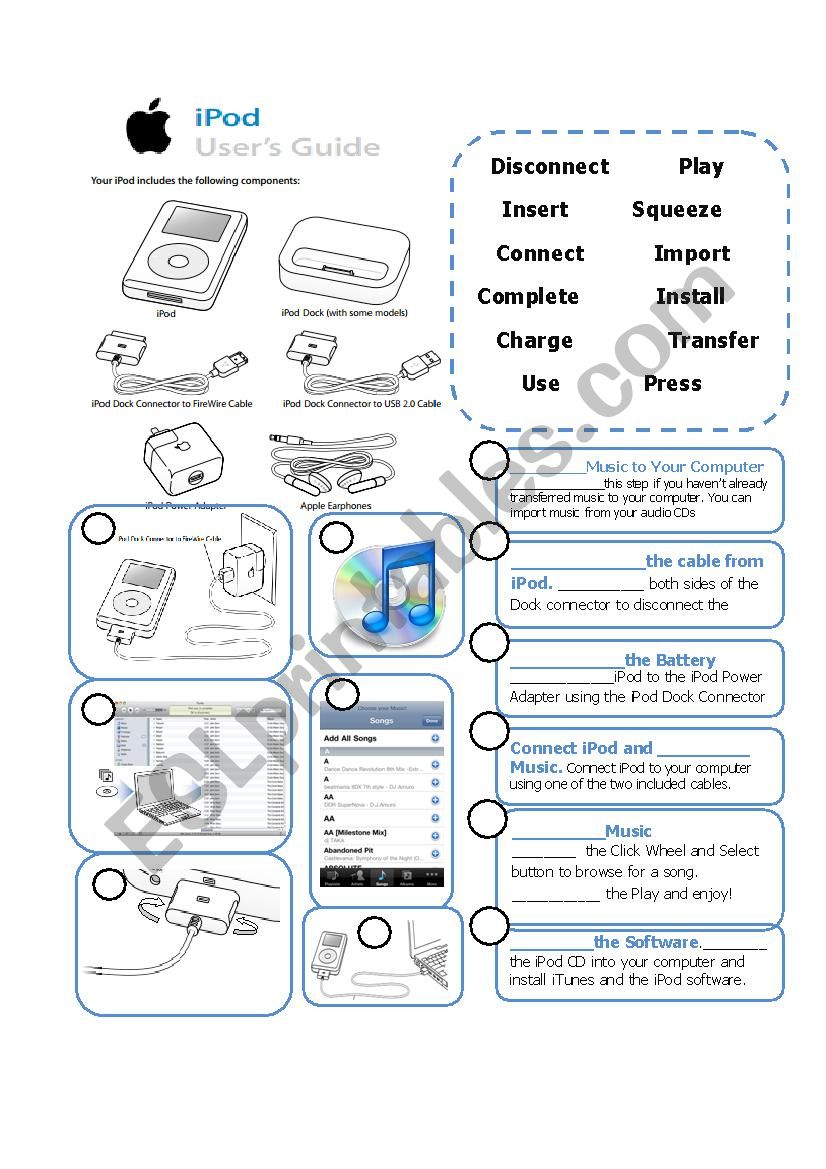 Operating Instruction Manual: Ipod (answer key included) 