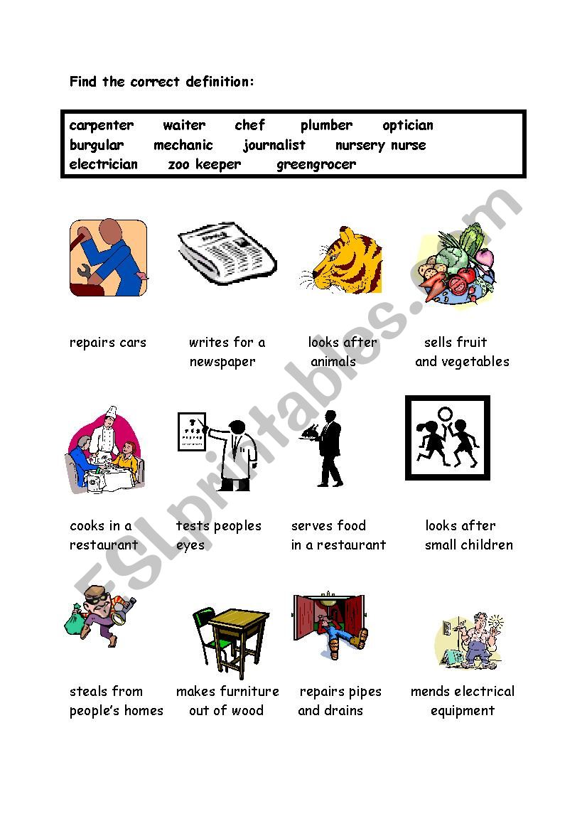  Find the correct definition worksheet