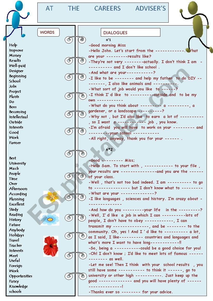 AT THE CAREERS ADVISERÂ´S worksheet