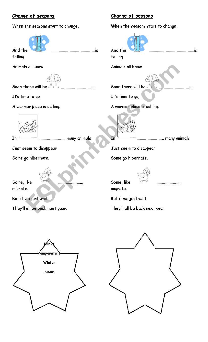 POEM: CHANGE OF SEASONS worksheet