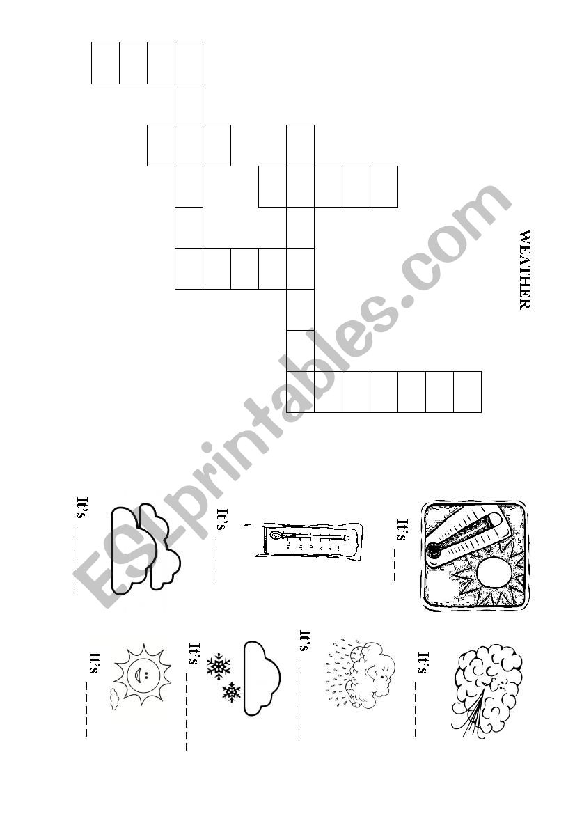 Weather crossword worksheet