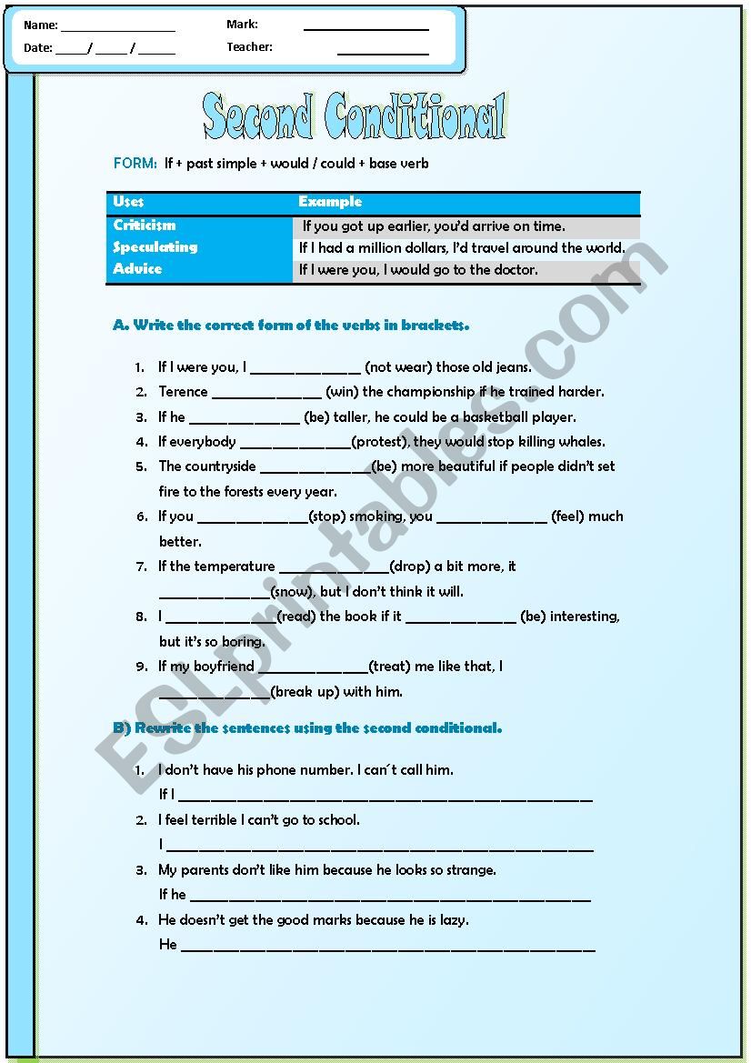Second Conditional  worksheet