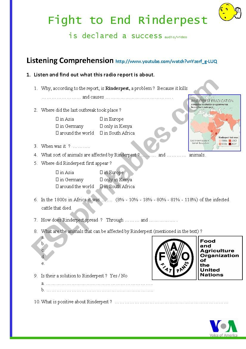 Fight to End Rinderpest (Listening) Video/audio link provided