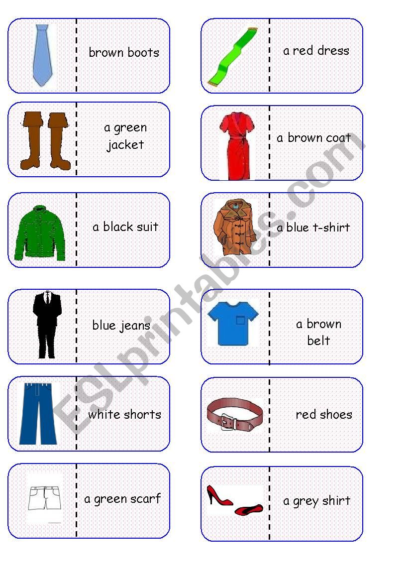 Clothes domino  worksheet