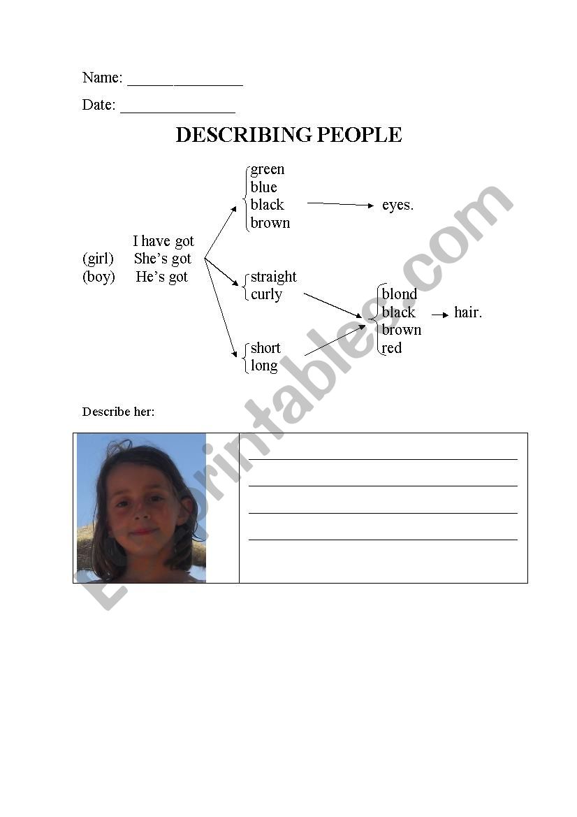 Describing people worksheet