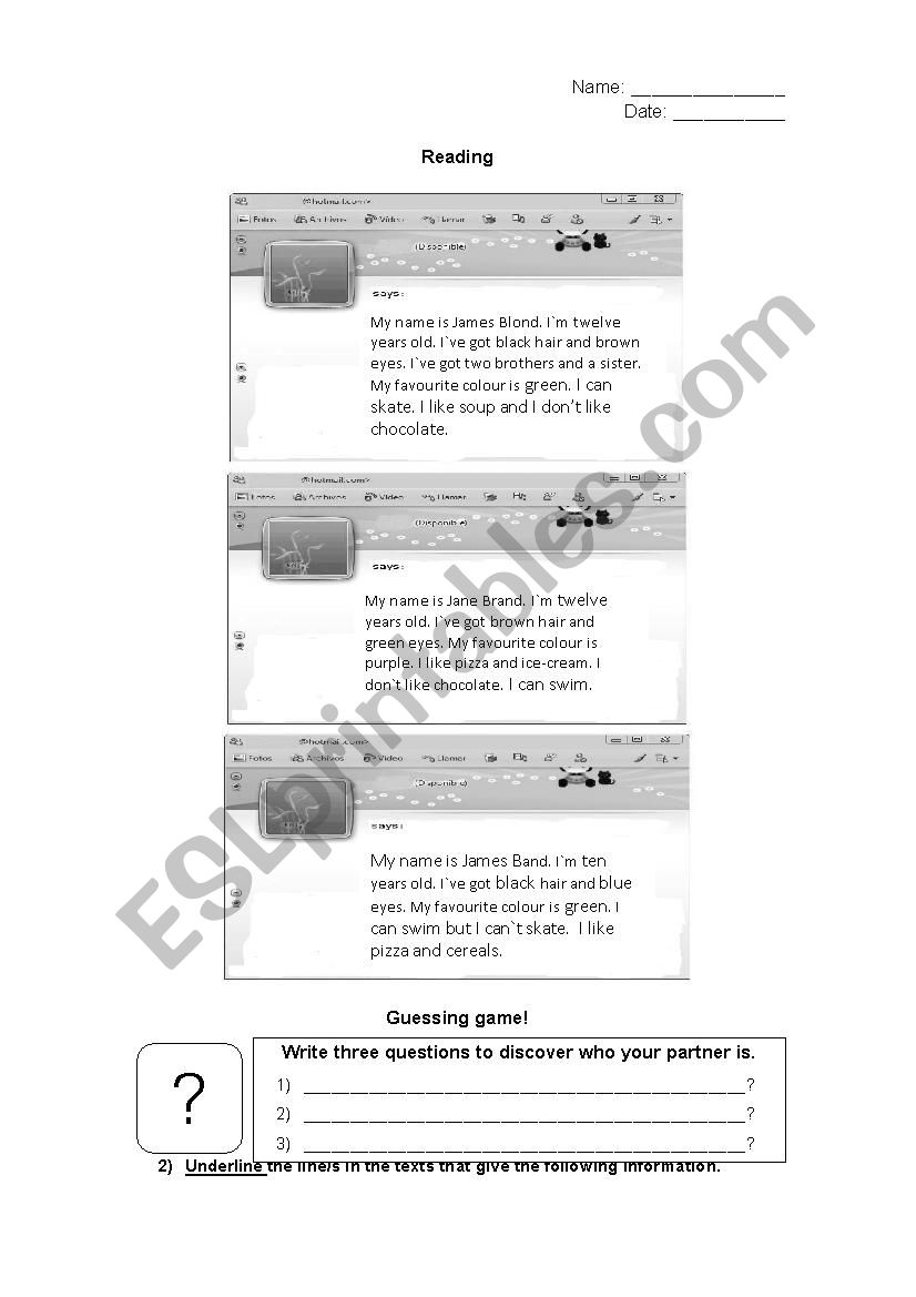 Reading Comprehension  worksheet