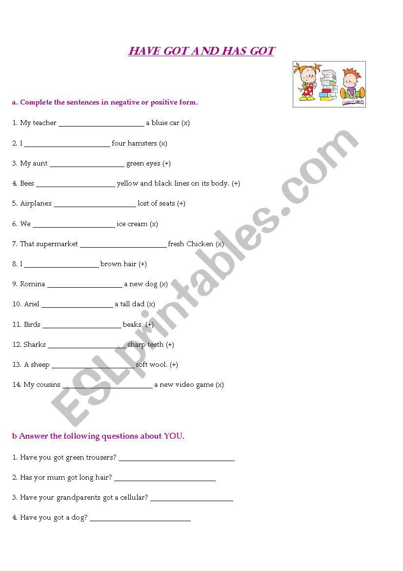 Have got and Has got worksheet