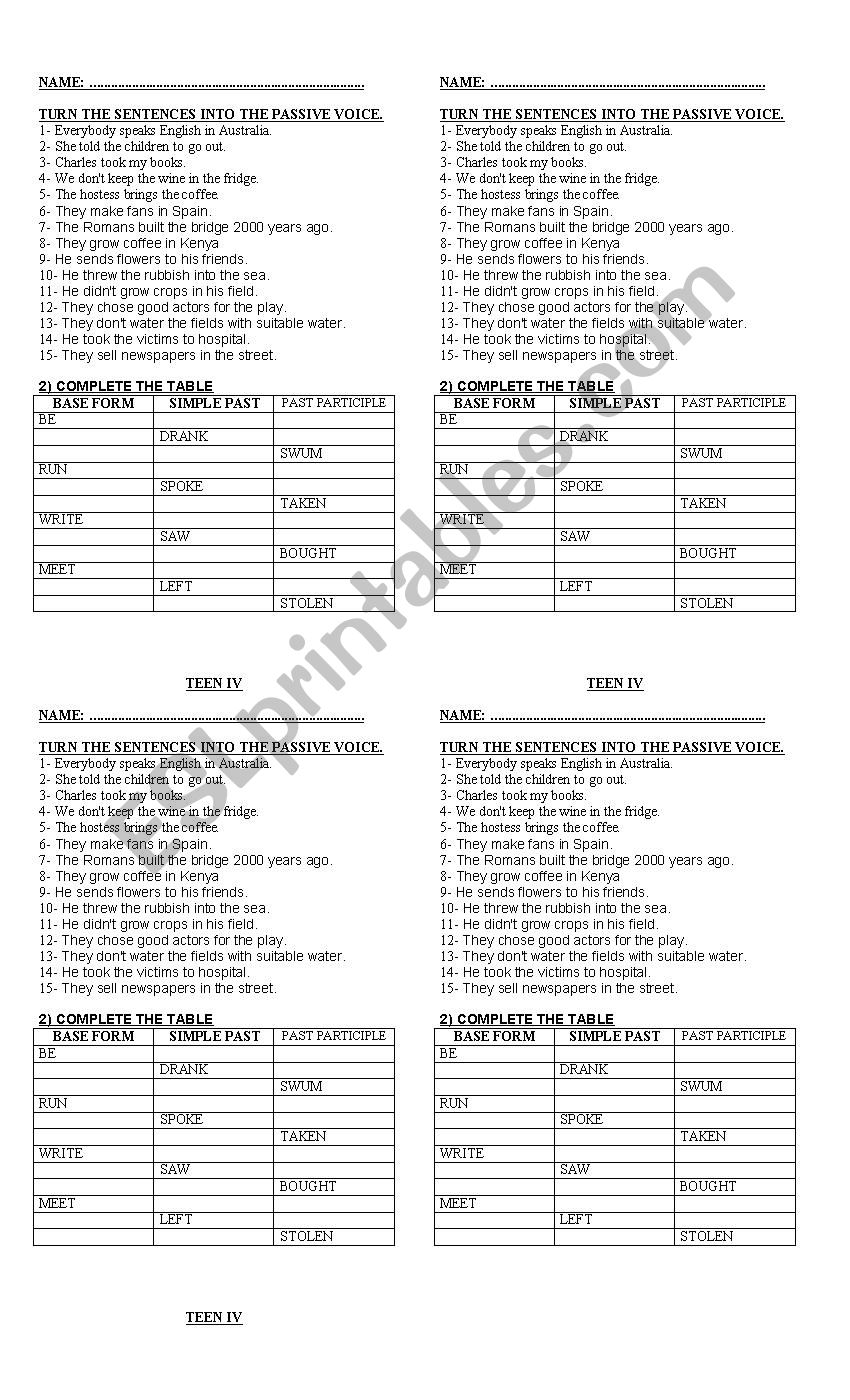 Passive Voice worksheet