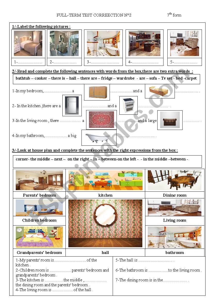 full term test correction N2 worksheet