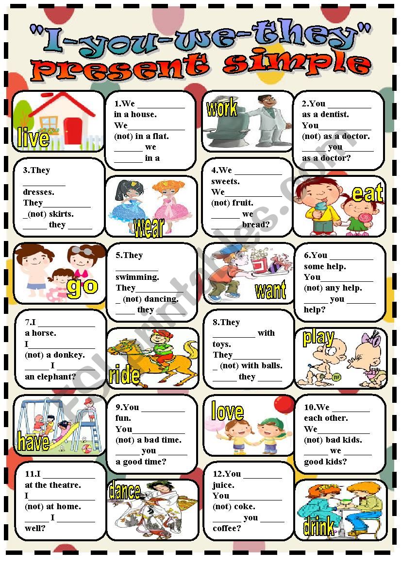 I-you-we-they present simple worksheet