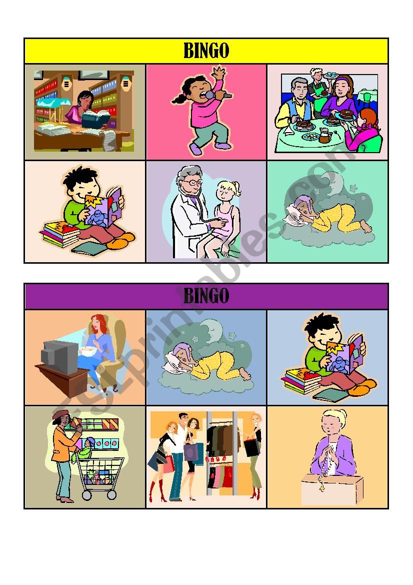 VERB TENSES BINGO CARDS/ playing cards 4/5