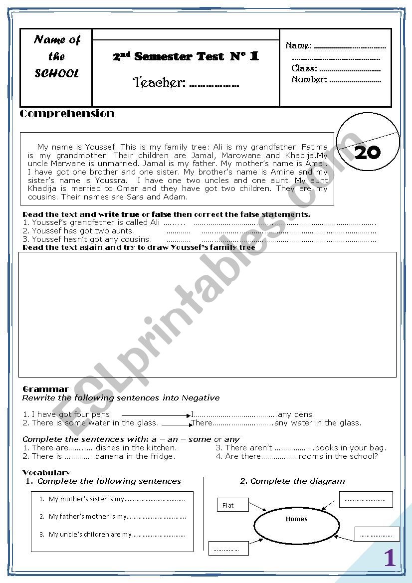 test worksheet