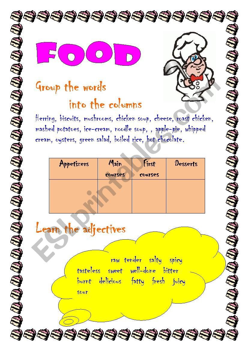 Food worksheet