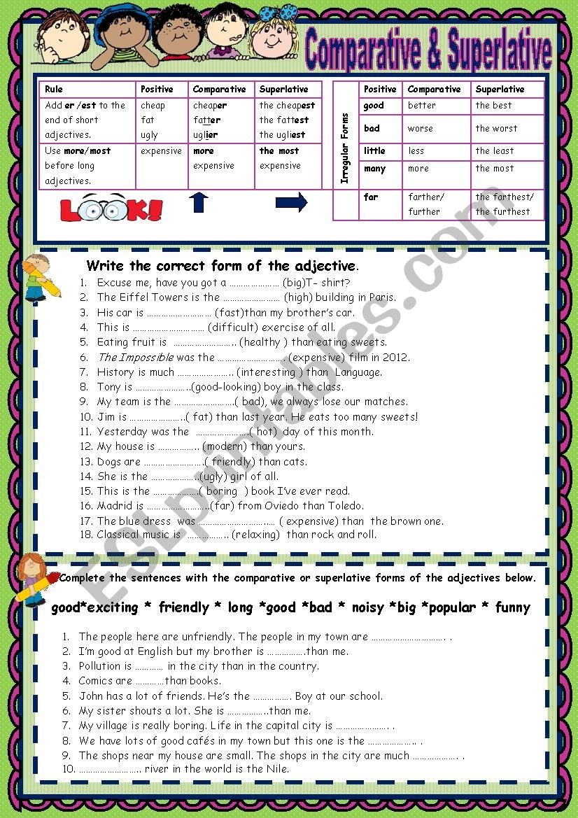 Comparative & Superlative  worksheet