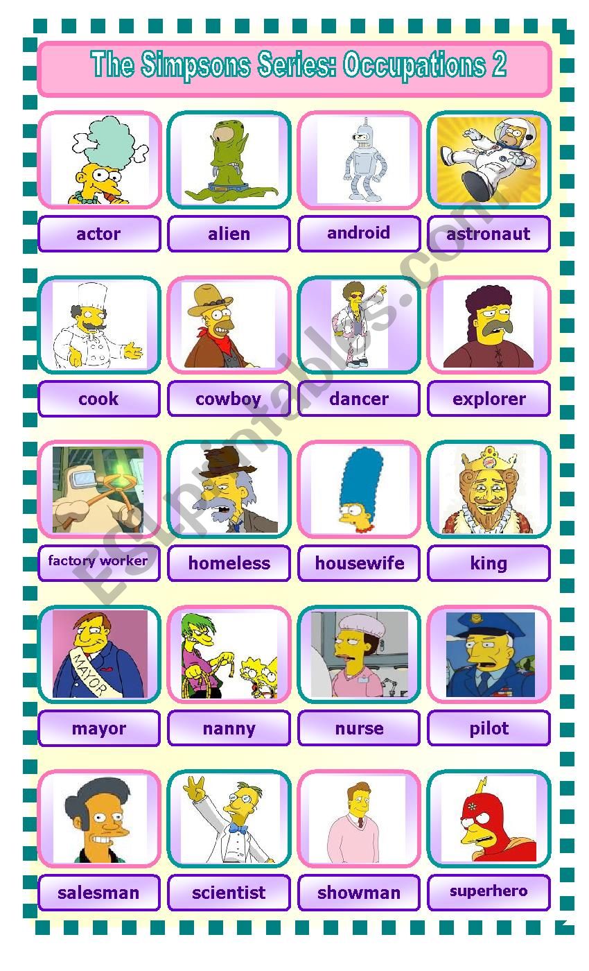 The Simpsons Series: Occupations Pictionary 2