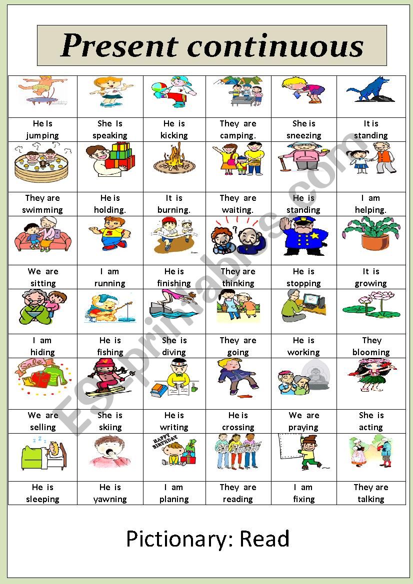 Present continuous (Tenses) worksheet