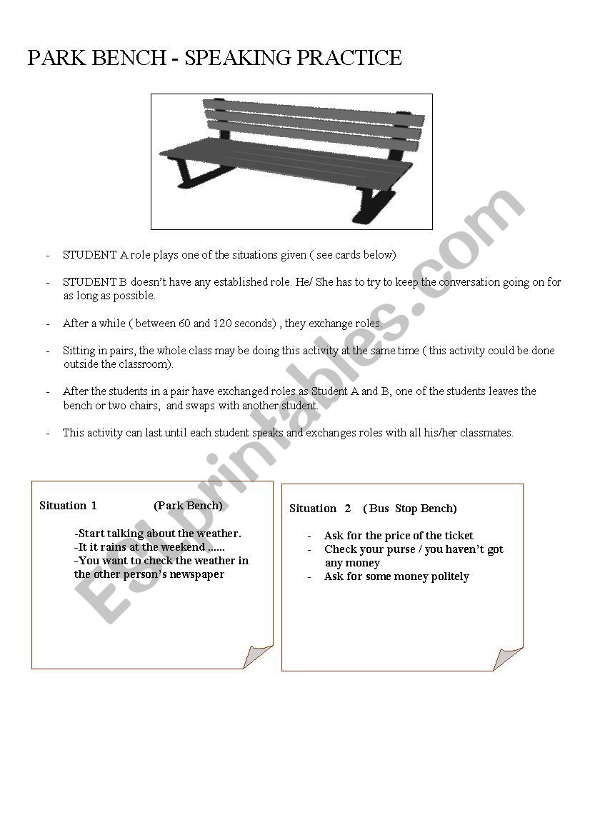 Park Bench - Speaking in Class. 