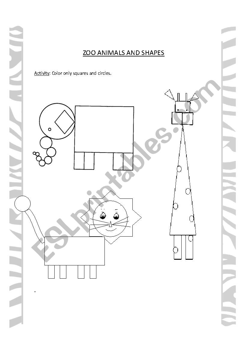 zoo animals and shapes worksheet