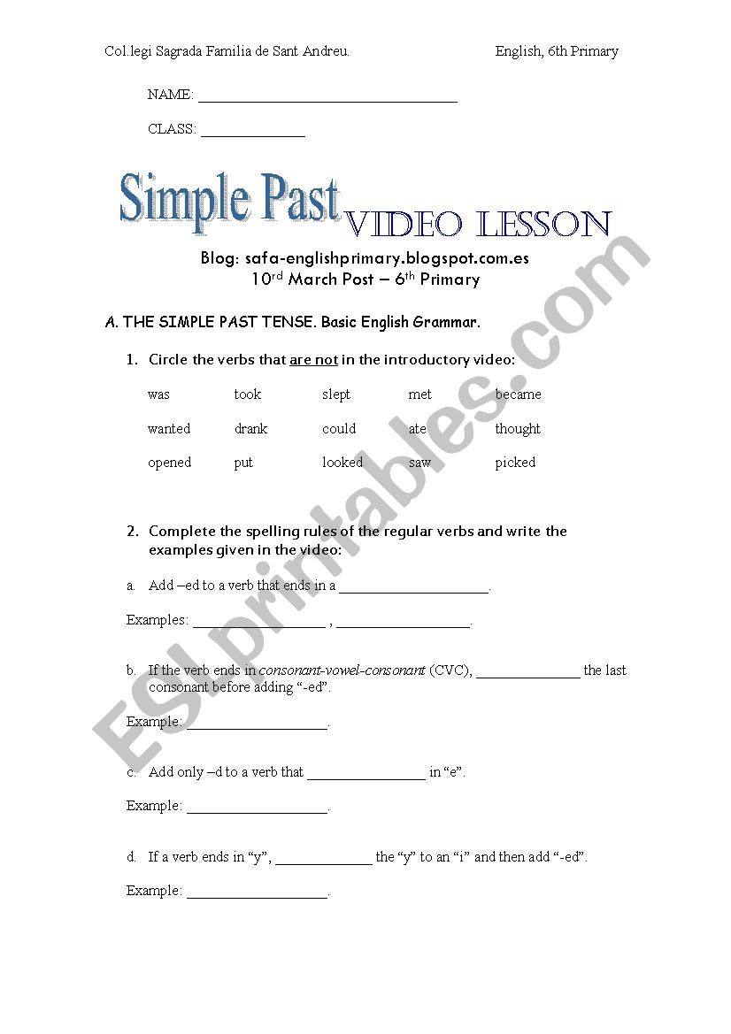 Simple Past (KEY included). worksheet