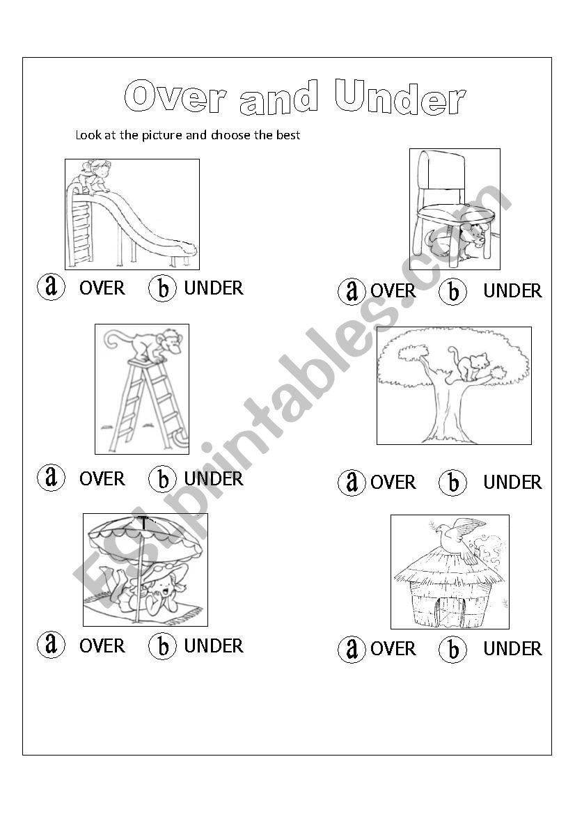 OVER AND UNDER worksheet