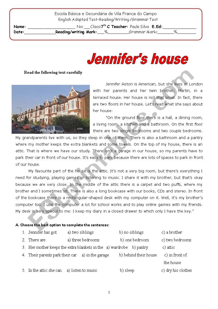 Jennifers house (adapted test)