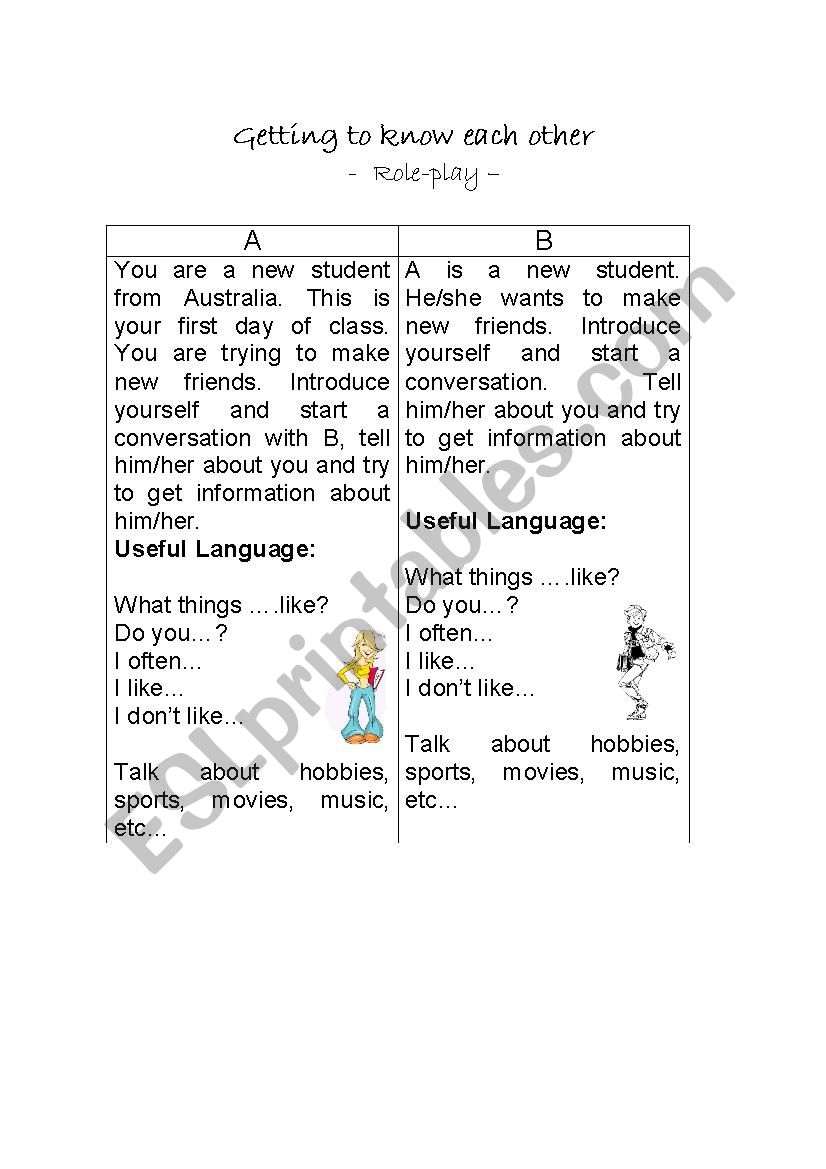 Getting to know each other worksheet