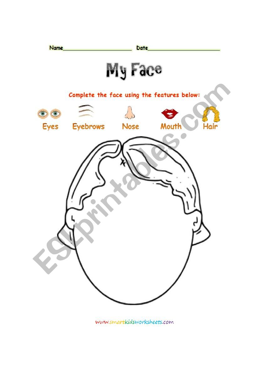 My face worksheet