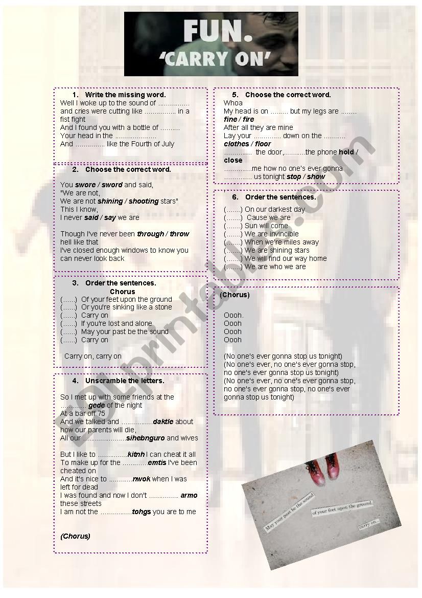 Carry on by Fun worksheet