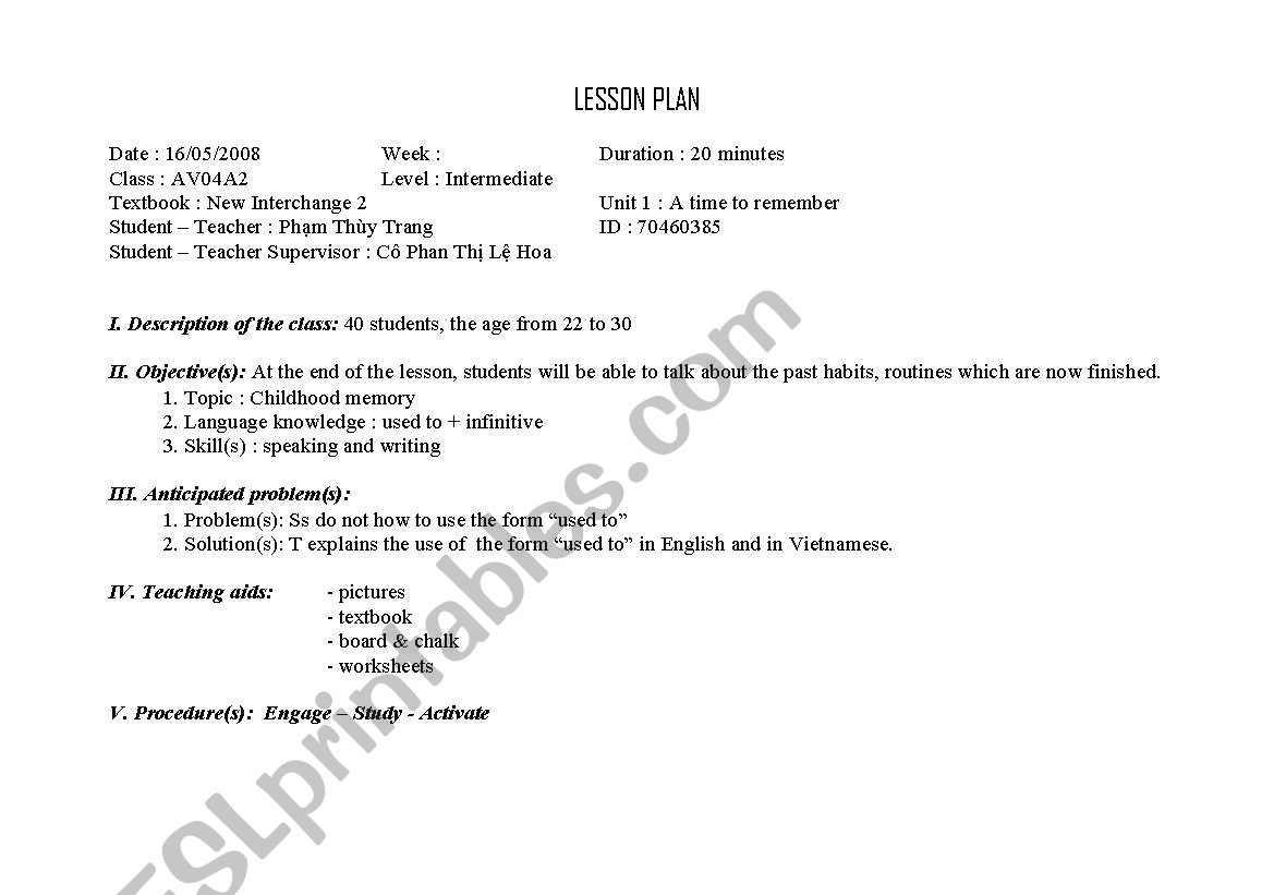 lessonplan worksheet