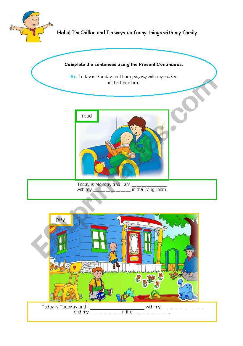 CAILLOU PART 1 worksheet