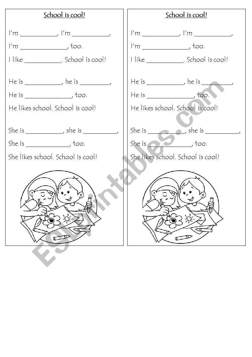 School is cool song worksheet