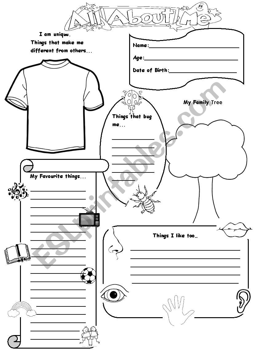 All About Me Worksheet Fun