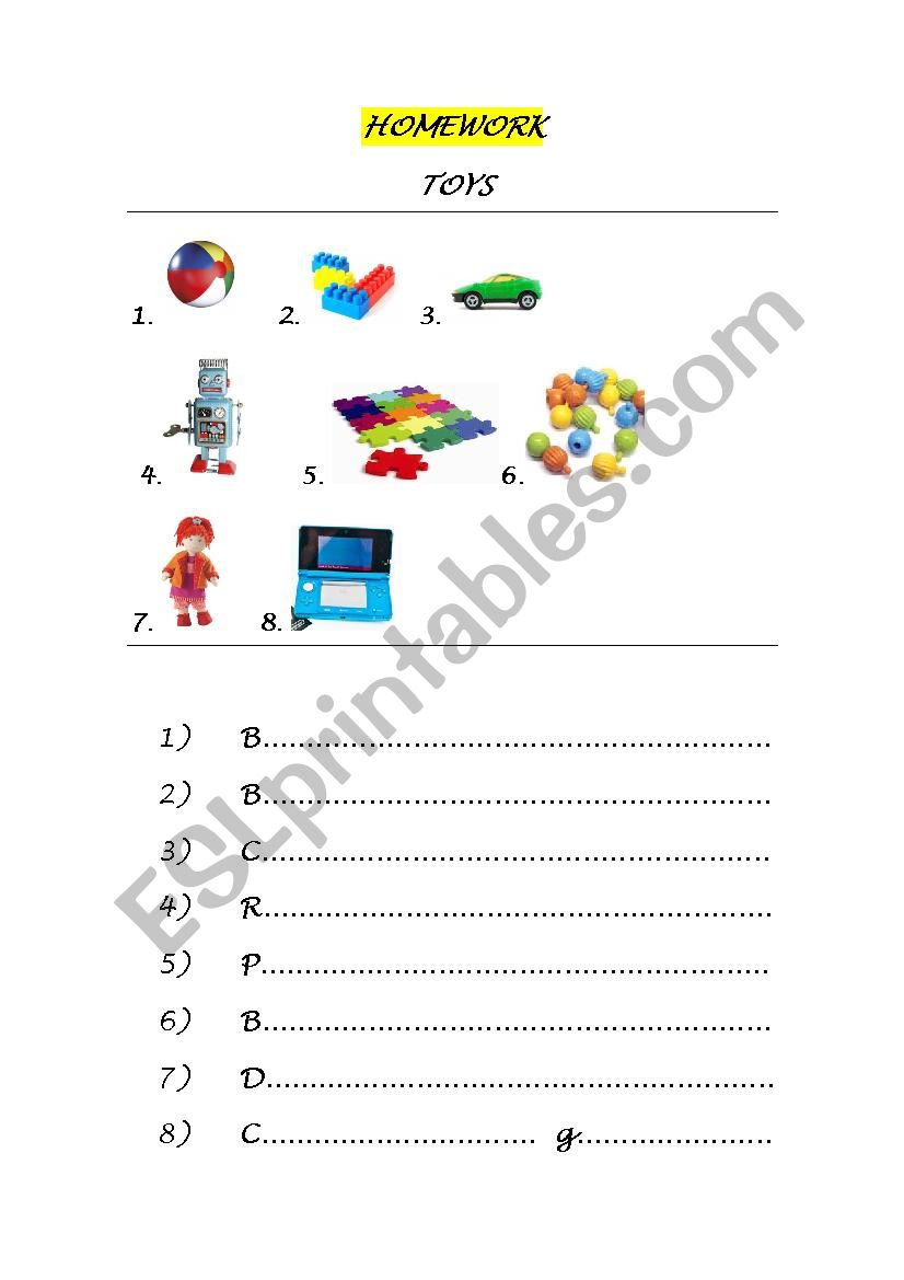 toys vocabulary worksheet