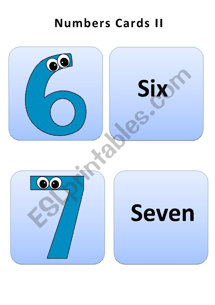 NUMBERS CARDS II worksheet