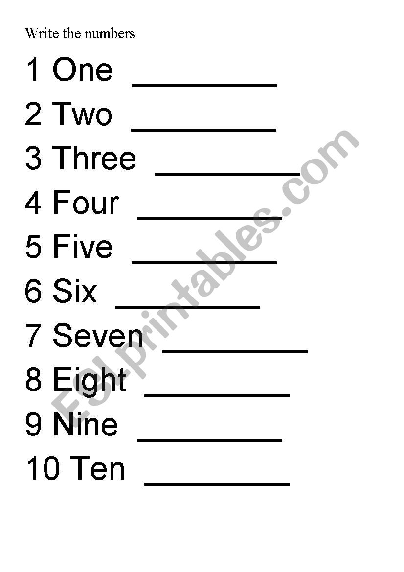 write the numbers worksheet