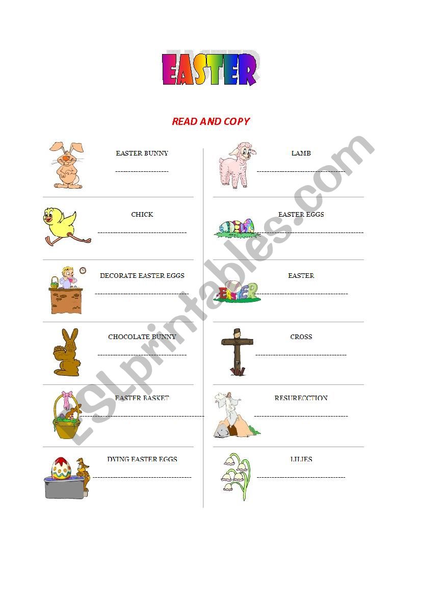 EASTERS SYMBOL worksheet